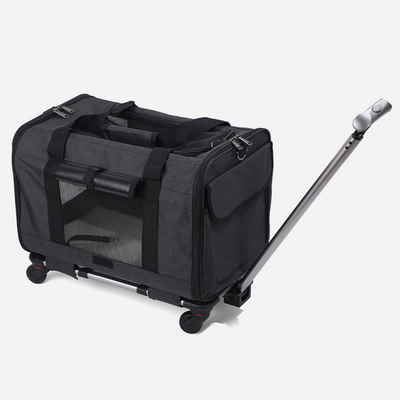 <Shipped within 24 hours> Rolling Pet Carrier Foldable Breathable Pull Rod Pet Bag