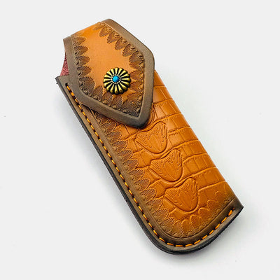 Genuine Leather Folding Knife-Sheath Case Cover Outdoor Tool for Tactics Military