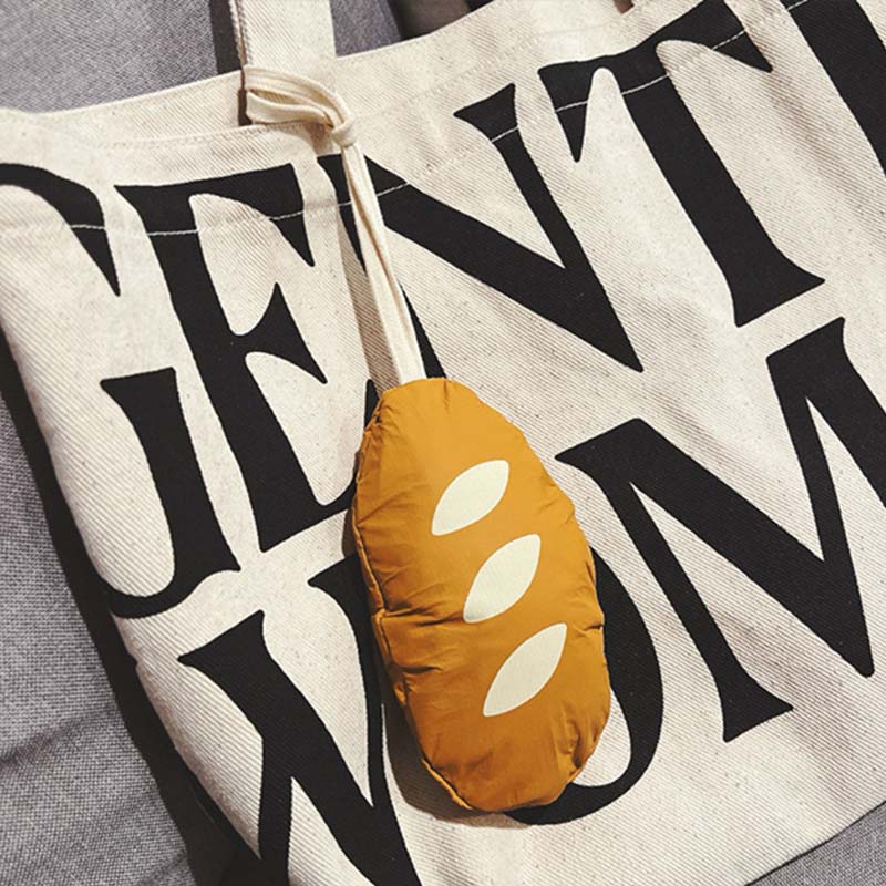 Foldable Shopping Paper Bag Cute Bread Pendant Storage Purse