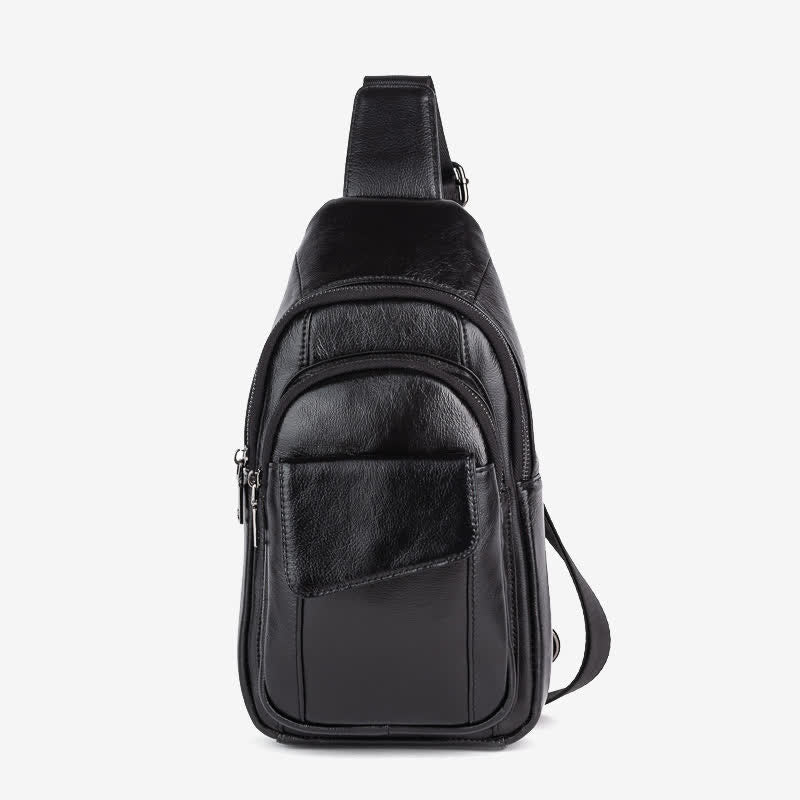 <Shipped within 24 hours> Genuine Leather Sling Backpack Shoulder Bag