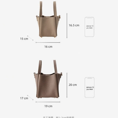 Handbag for Women Genuine Leather Minimalist Bucket Shopping Shoulder Bag