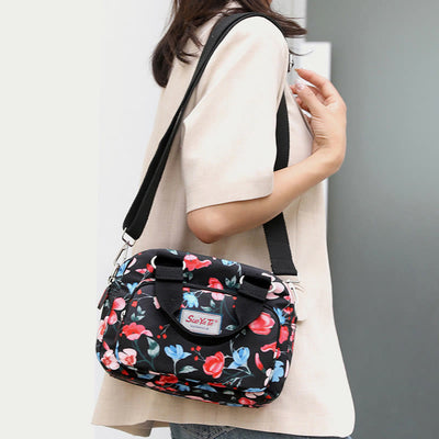 Nylon Crossbody Bag For Women Colorful Flower Printing Handbag