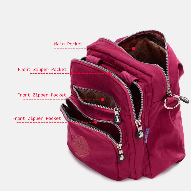 <Shipped within 24 hours> Casual Nylon Crossbody Bag Convertible Backpack