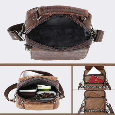 Small Genuine Leather Crossbody Shoulder Bag Messnger Pack for Men