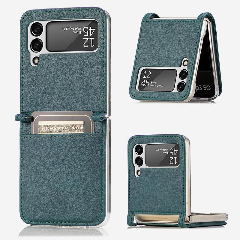 Samsung Galaxy Z Flip& Z Flip 5 6 Phone Case Leather Phone Bag with Card Holder