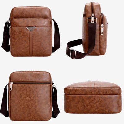 Small Crossbody Purse for Men Retro Vegan Leather Messenger Pack Bag