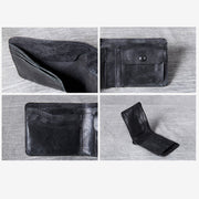 Retro Soft Bifold Wallet for Women Men Handmade Genuine Leather Wallet