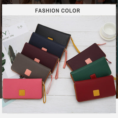 Long Wallet Pebbled Grain Leather Shopping Purse For Women