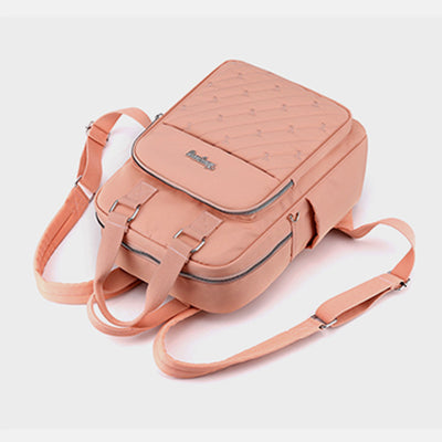 Lightweight Embossing Embroidery Backpack With USB Charging Port