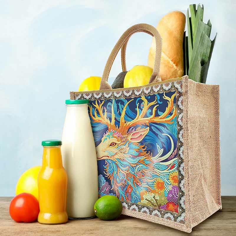 DIY Deer Diamond Air Painting Tote Creative Shopping Travel Handbag