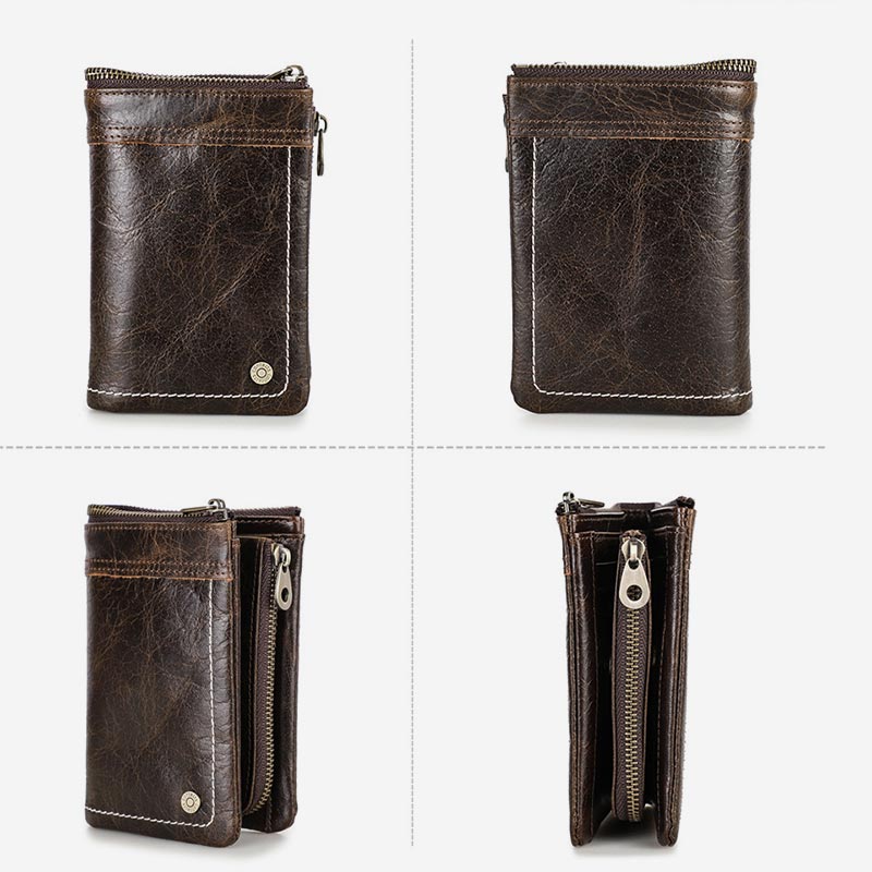 RFID Blocking AirTag Wallet Genuine Leather Triflod Wallet