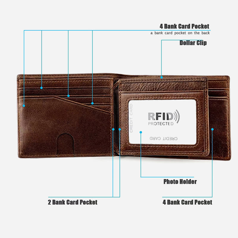 Genuine Leather Airtag Wallet Multiple Slots RFID Blocking Card Holder Purse