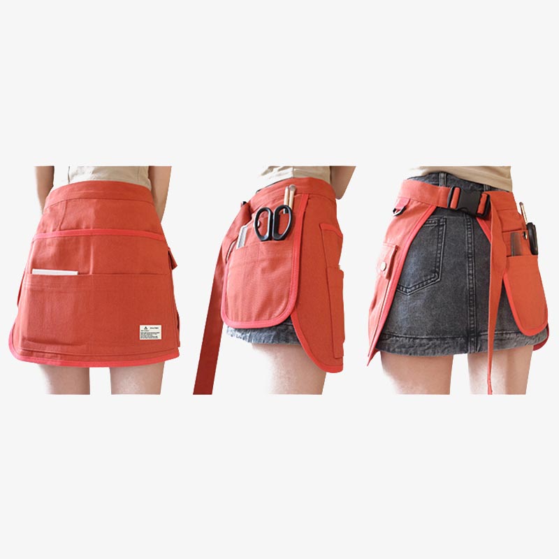 Women Men Multiple Pocket Short Apron Durable Canvas Tools Bag