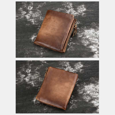 Retro Men's Brush Off Cowhide Leather Wallet Coin Purse Card Holder