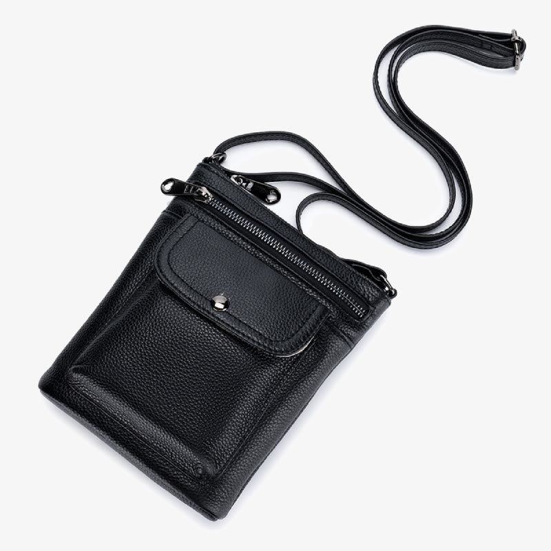 Multi-Pockets Phone Bag Womens Genuine Leather Crossbody Purse