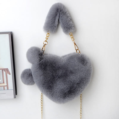 Heart Shape Plush Handbag For Girl Warm Birthday Gift