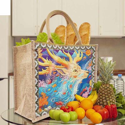 DIY Deer Diamond Air Painting Tote Creative Shopping Travel Handbag