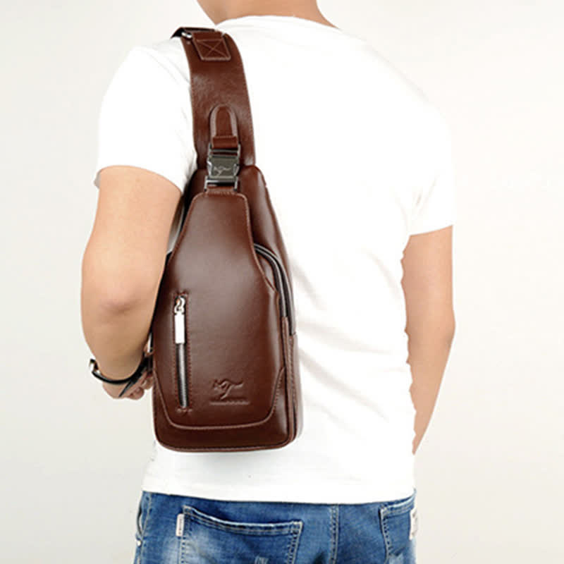 <Shipped within 24 hours> Anti-theft Double Compartment PU Leather Sling Bag