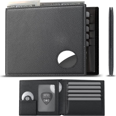 <Shipped within 24 hours> Real Leather Airtag Bifold Front Pocket Wallet