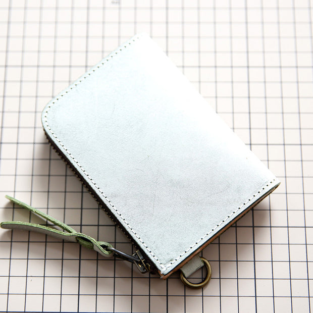 Vertical Zipper Purse Minimalsit Classic Leather Wallet For Women Men
