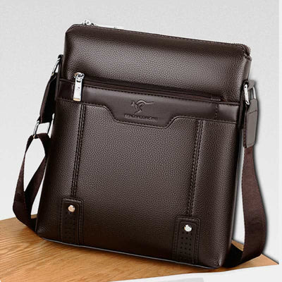 Small Leather Messenger Bag for Men Casual Business Handbag Crossbody Purse