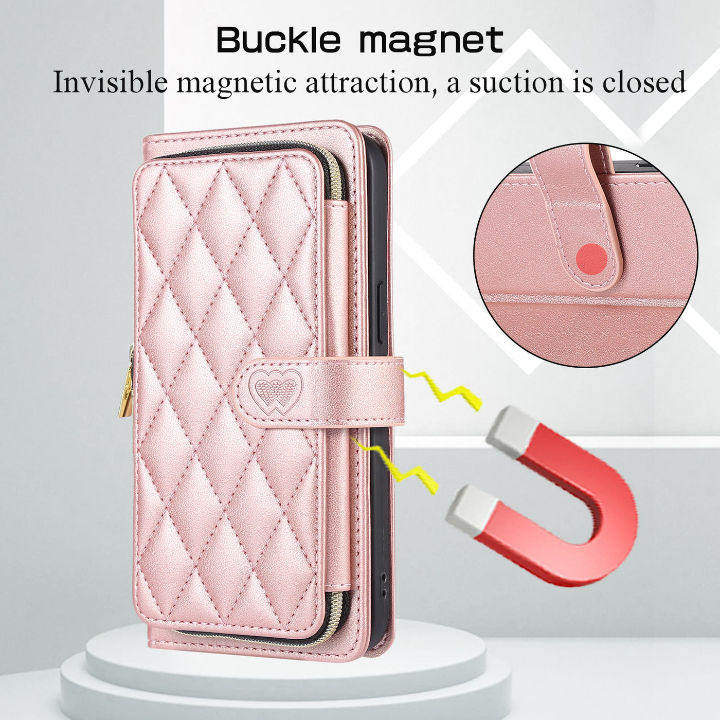 Zipper Wallet Phone Case Clutch for iPhone with Crossbody Strap Wrist Strap