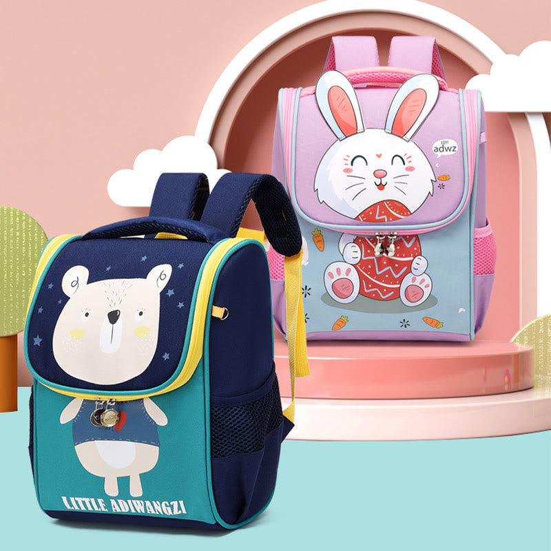 Cartoon Backpack For Kids Animal Printing Spine Protect Schoolbag