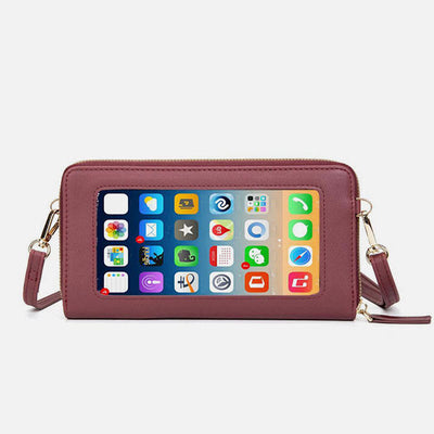 Multi-Compartment Cellphone Purse RFID Blocking Phone Bag With Clear Window