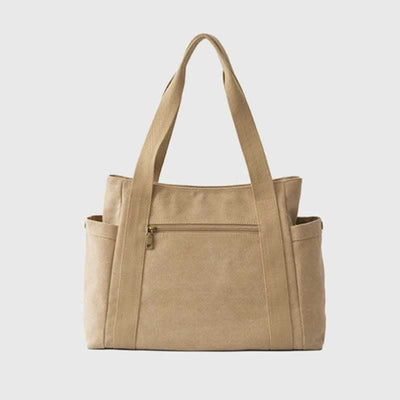 Large Capacity Canvas Shoulder Tote Bag Multiple Pocket Handbag Shopping Bag