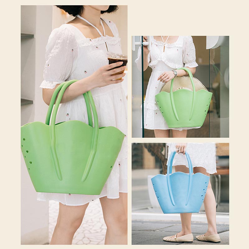 Floral Shaped Beach Bag Waterproof Sandproof Shopping Travel Tote Handbag