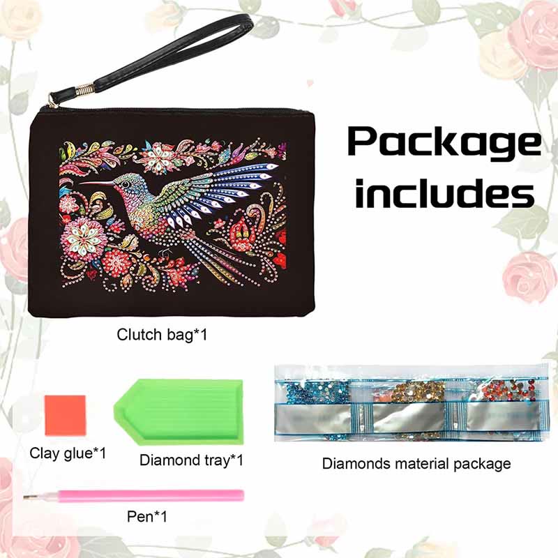 Hummingbird Diamond Wristlet Clutch DIY Diamond Art Painting Purses