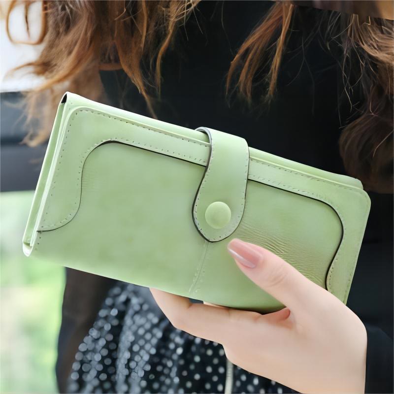 Long Wallet For Women Solid Color Multiple Slot Daily Purse