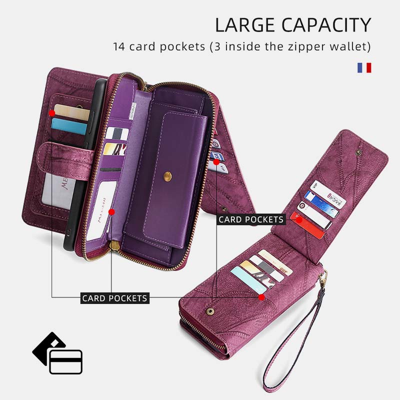 Wallet Case for iPhone 15/16 Series Magnetic Detachable Wallet Purse