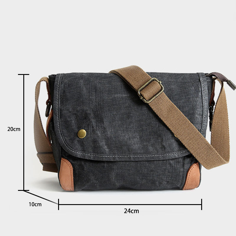 Large Capacity Retro Oil-Wax Canvas Crossbody Bag Messenger Bag