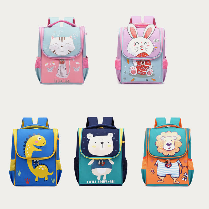 Cartoon Backpack For Kids Animal Printing Spine Protect Schoolbag