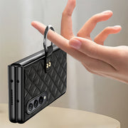Phone Case For Galaxy Fold 4 Quilted Rhombic Ring Protective Case