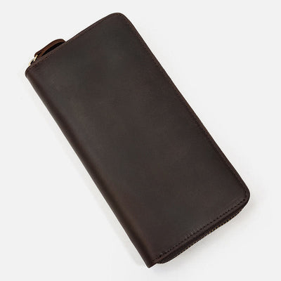 Long Wallet For Men RFID Retro Embossing Leather Phone Bag