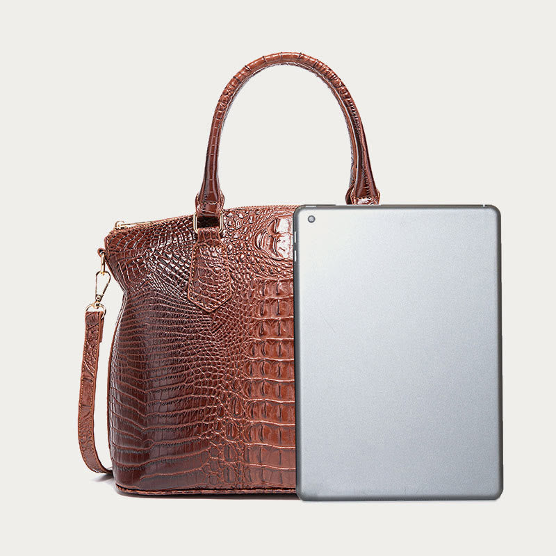 Tote For Women Daily Use Retro Crocodile Crossbody Bag