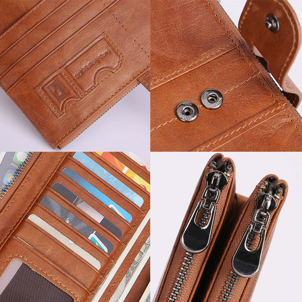 Genuine Leather RFID Long Wallet for Women
