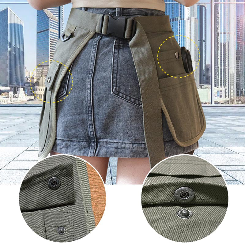 Women Men Multiple Pocket Short Apron Durable Canvas Tools Bag