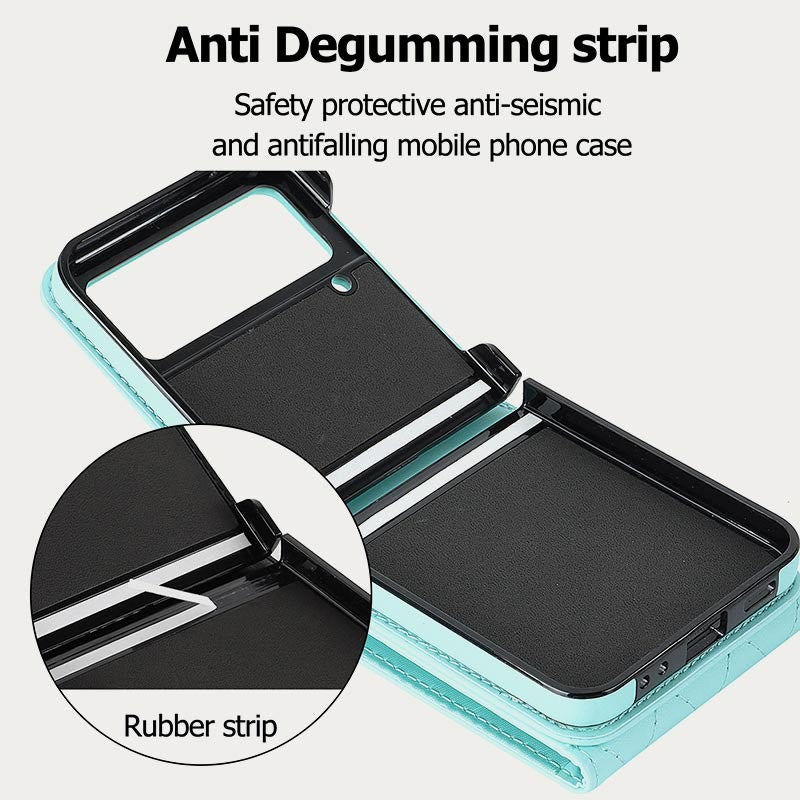 Phone Case For Daily Z Flip Series Quilted Leather Case