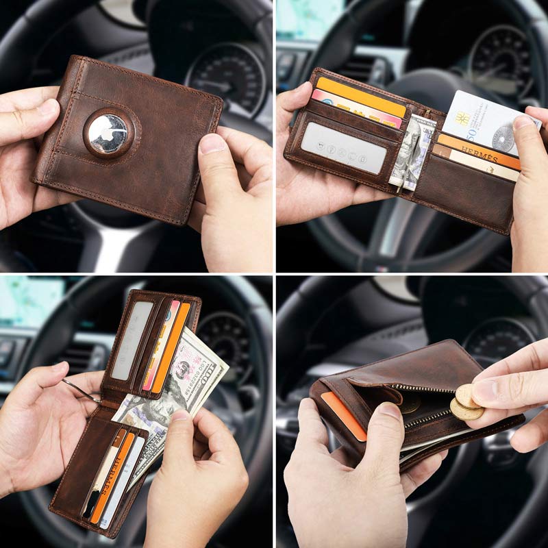 <Shipped within 24 hours> Multi Slot Leather Airtag Wallet