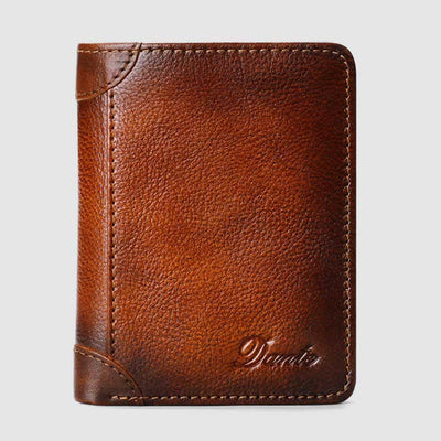 RFID Genuine Leather Vintage Trifold / Bifold Card Holder Wallet