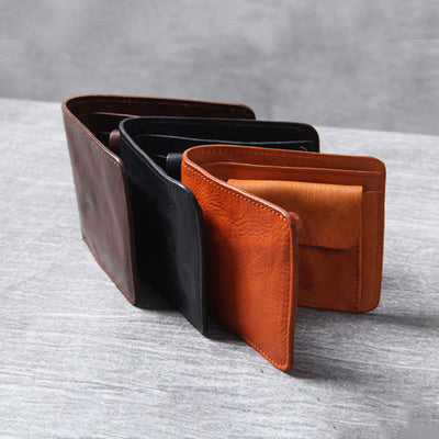 Retro Soft Bifold Wallet for Women Men Handmade Genuine Leather Wallet