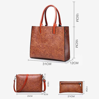 Classic Business Tote For Women Commuter Leather Bag Set