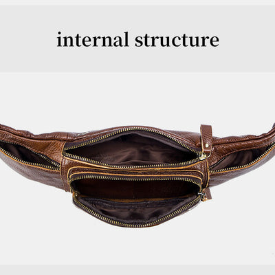 Retro Multi-Pocket Multifunctional Sling Bag Waist Bag