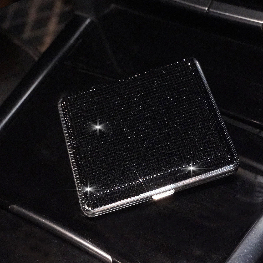 Portable Sparkle Cigarette Box Diamond Encrusted Metal Case For Women