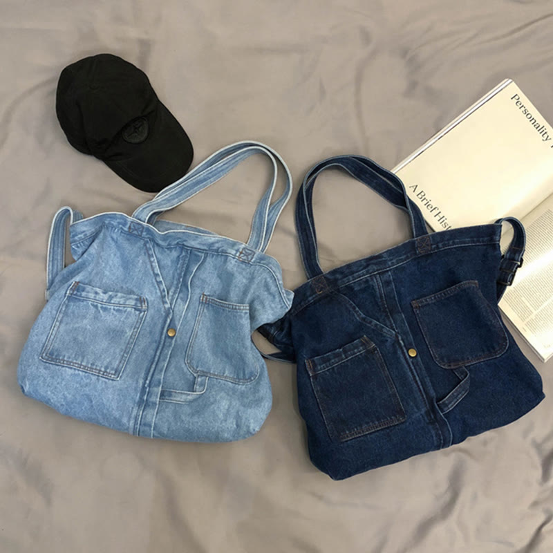 Denim Tote Bag For Women Large Capacity Crossbody Bag