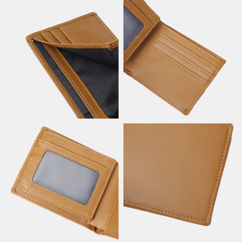 Engraved Mens Wallet Trifold Leather Card Holder Gifts for Son Grandson