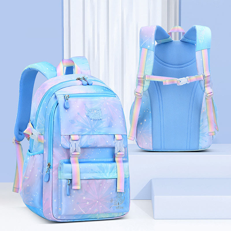 Backpack For Kids Gradient Color Lightweight Large Capacity Daily Schoolbag